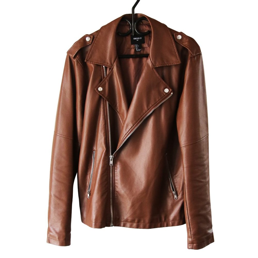 Forever 21 men's brown faux leather jacket
